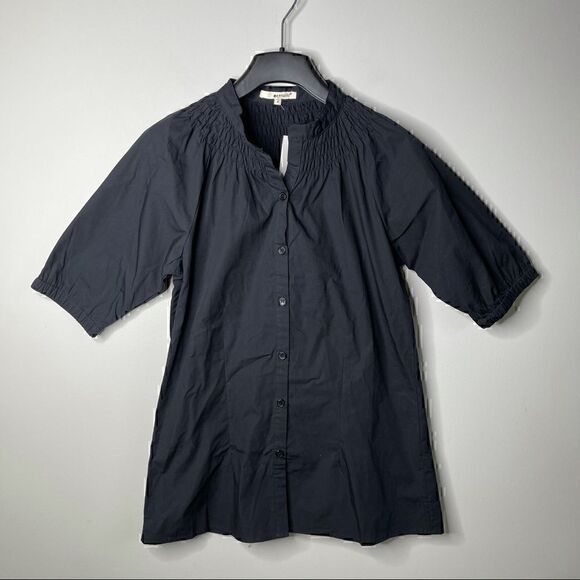 La Made black button down blouse top tunic size medium NWOT - Picture 3 of 7